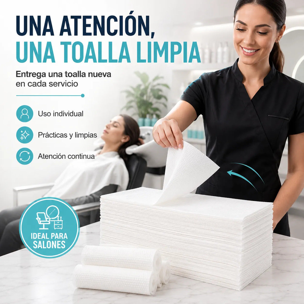Pack 100 Toallas Desechables Para Cabello Uso Profesional