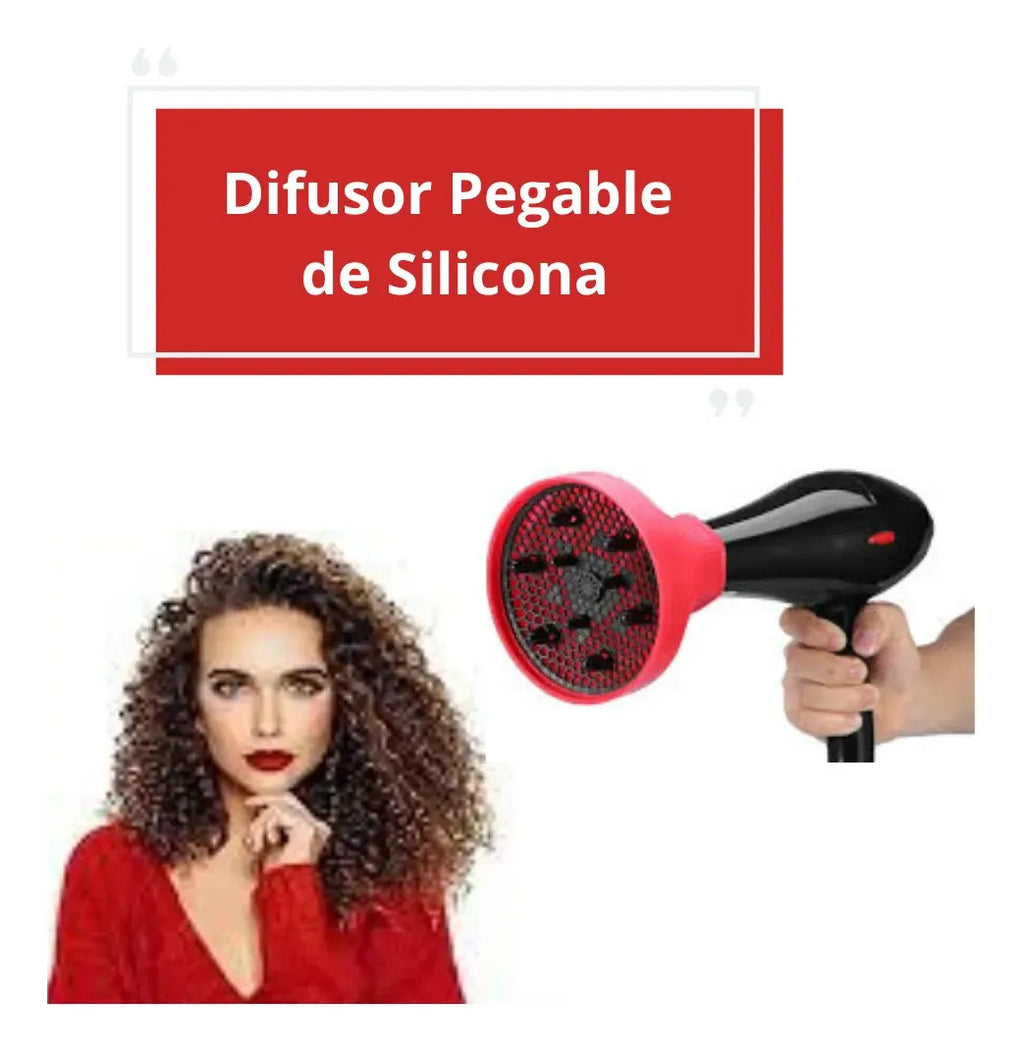 Difusor De Secador Silicona Plegable Universal Negro Fucsia