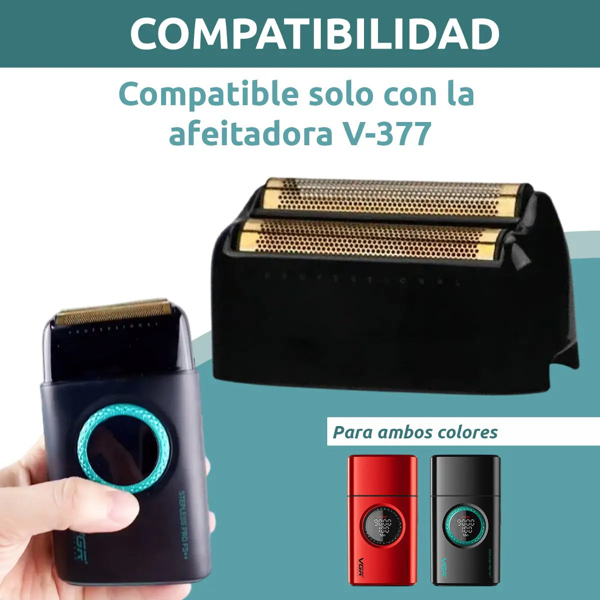 Cabezal Repuesto Shaver VGR V-377 Doble Hoja Titanio Negro