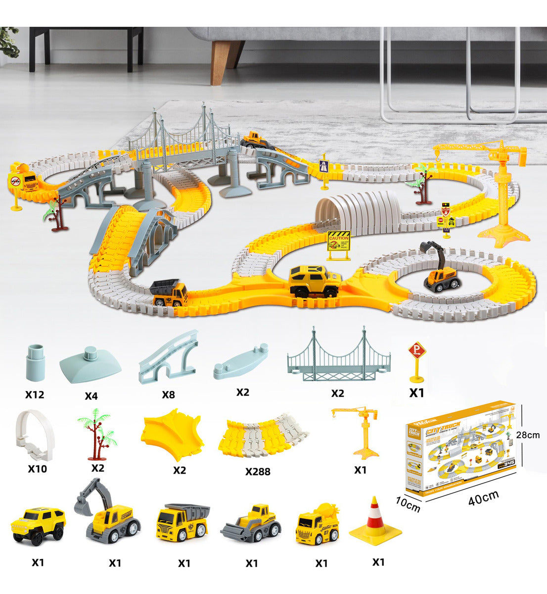 Pista de Carreras Flexible 345 Piezas – Set de Construcción Didáctico con Auto Eléctrico