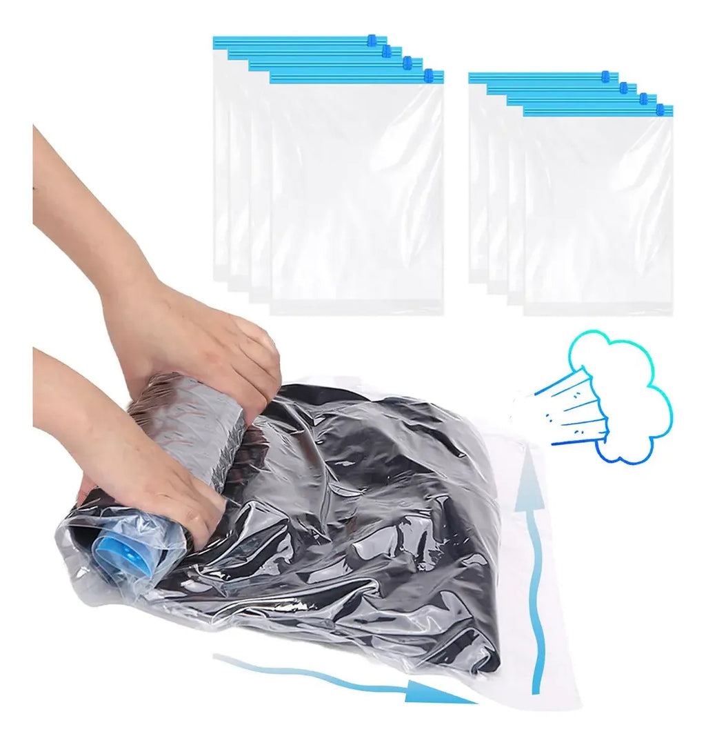 Set 6 Bolsa Al Vacío Ropa Reduce Volumen Ideal Viaje Clóset