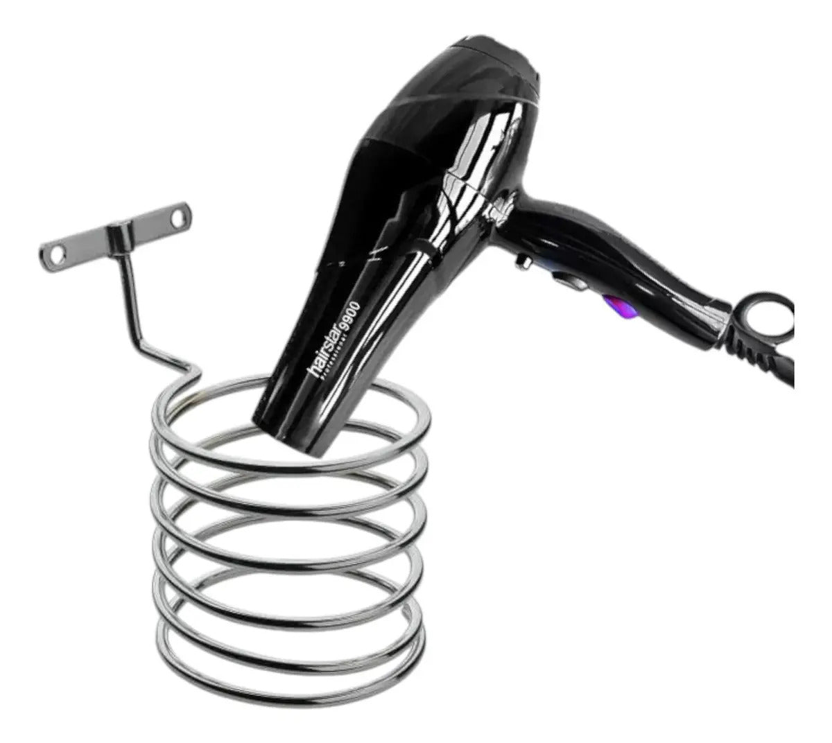 Soporte de Pared Metálico para Secador de Pelo Profesional - Diseño Espiral