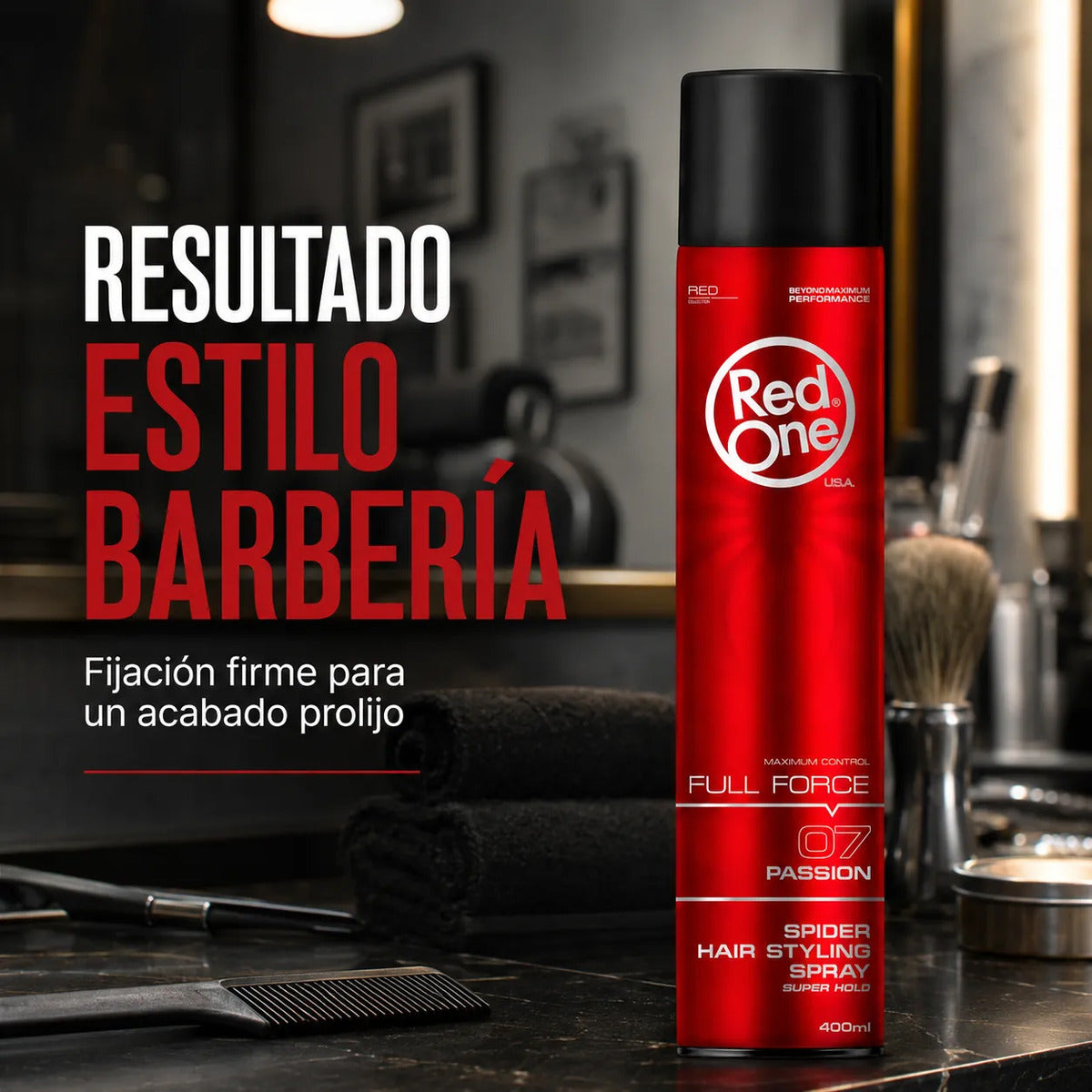 Laca Fijadora Red One Fijación Fuerte Control 12h  - 400ml