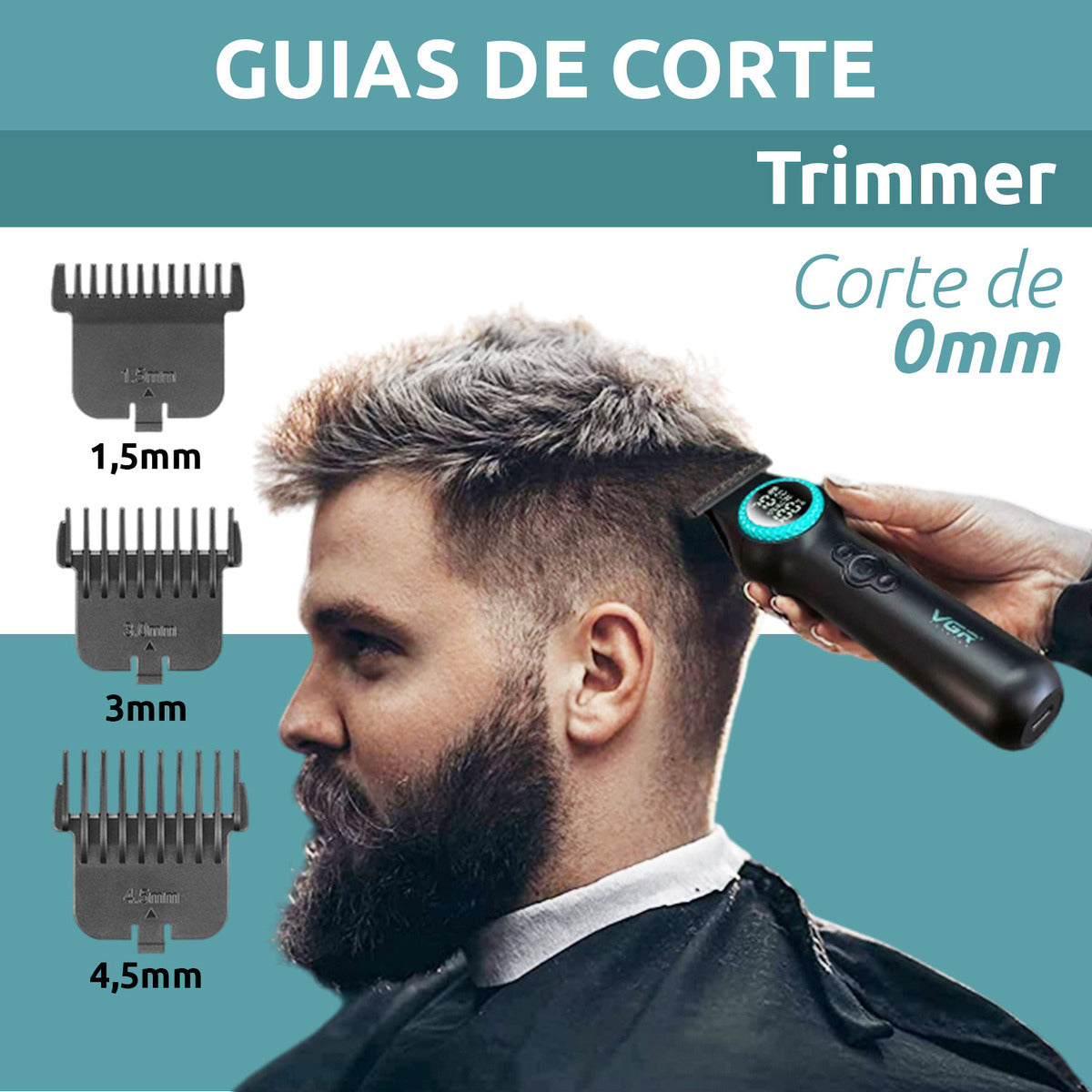 Trimmer VGR V-990 Profesional Inalámbrica 8000RPM Luz LED Turbo