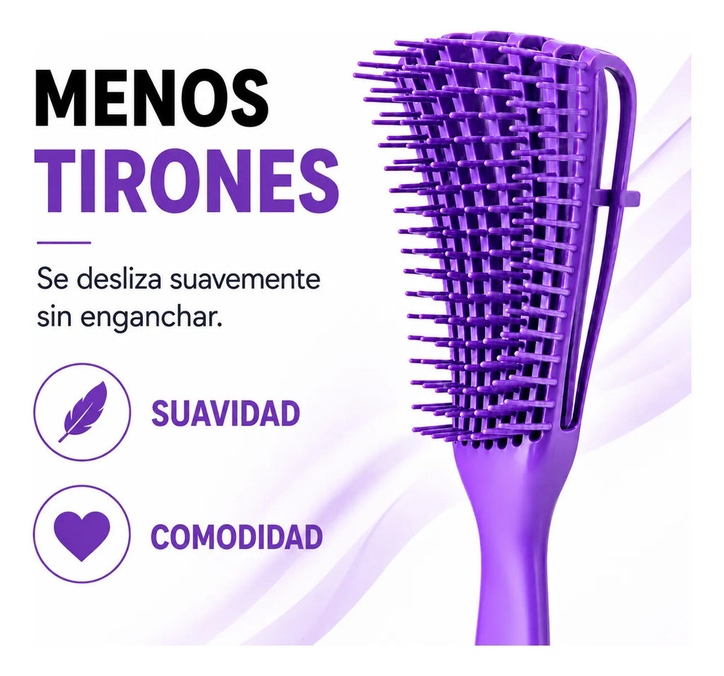 Cepillo  Cabello Rizado Desenreda Fácil Cerdas Violeta