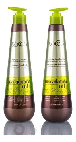 Kit Capilar Rocco Macadamia Oil Profesional - Shampoo, Acondicionador y Crema 500ml