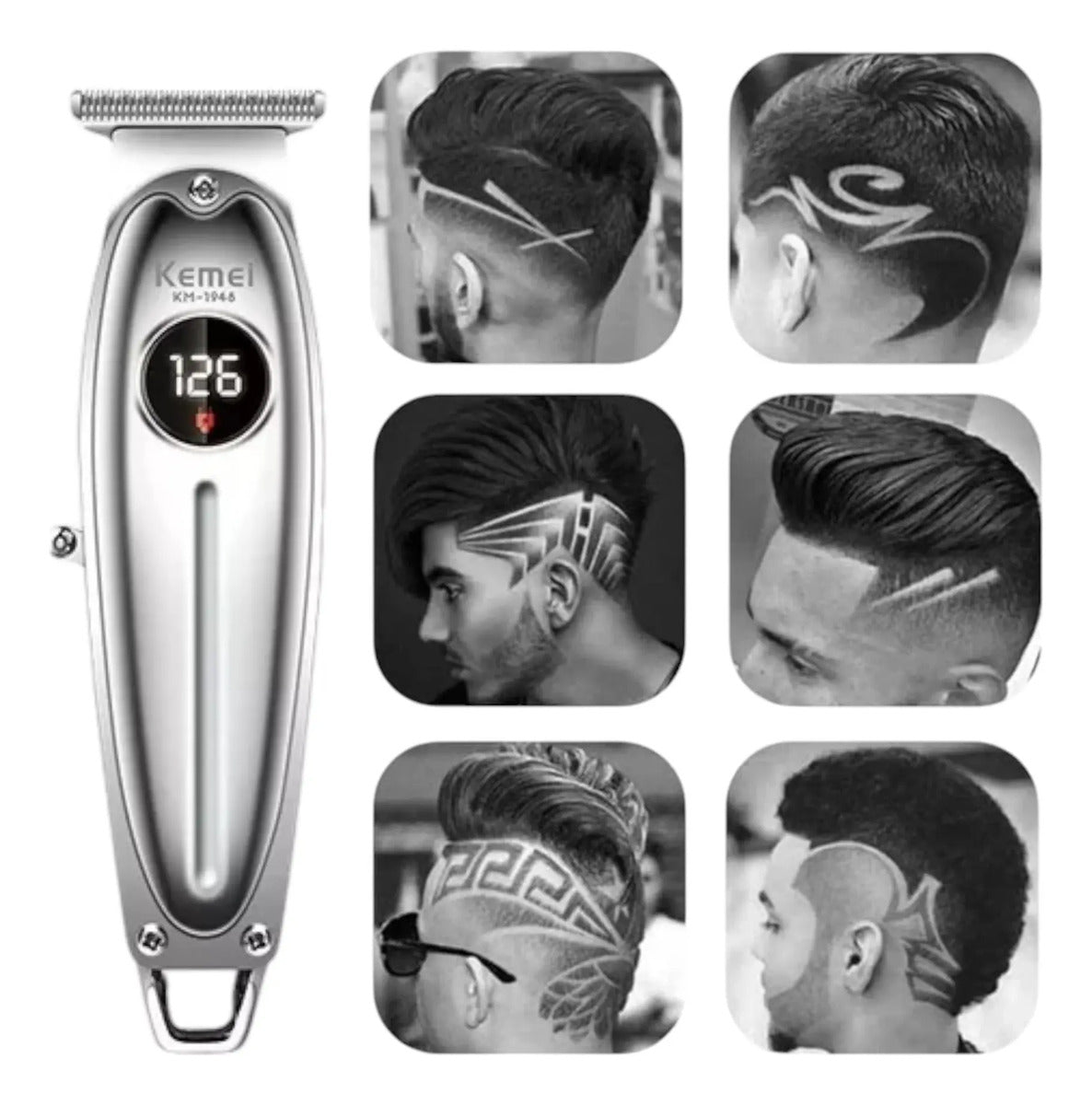 Trimmer Profesional Kemei KM-1948: Patillera Digital Inalámbrica de Precisión