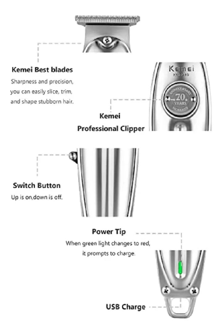 Pack Gold Kemei: Trimmer Profesional KM-1949 + Shaver Rasuradora TX1