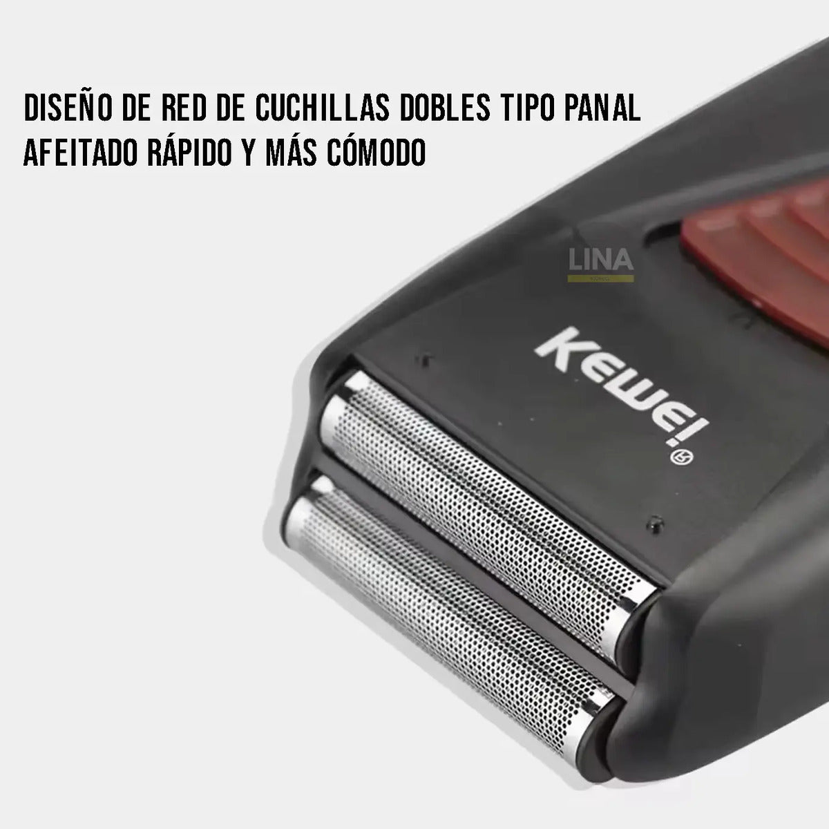 Afeitadora Profesional Kemei KM-3381 Inalámbrica - Doble Malla Rojo/Negro