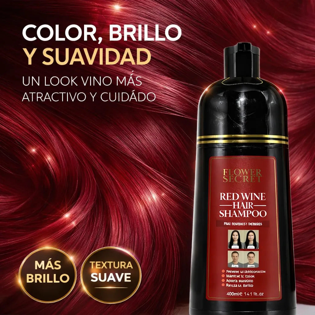 Shampoo Cubre Canas Rojo Flower Secret Color Intenso 400 Ml