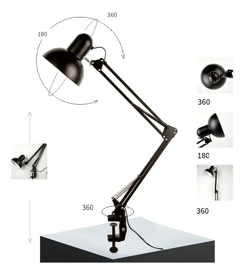 Lámpara de Escritorio Profesional con Brazo Flexible y Altura Extra de 84cm