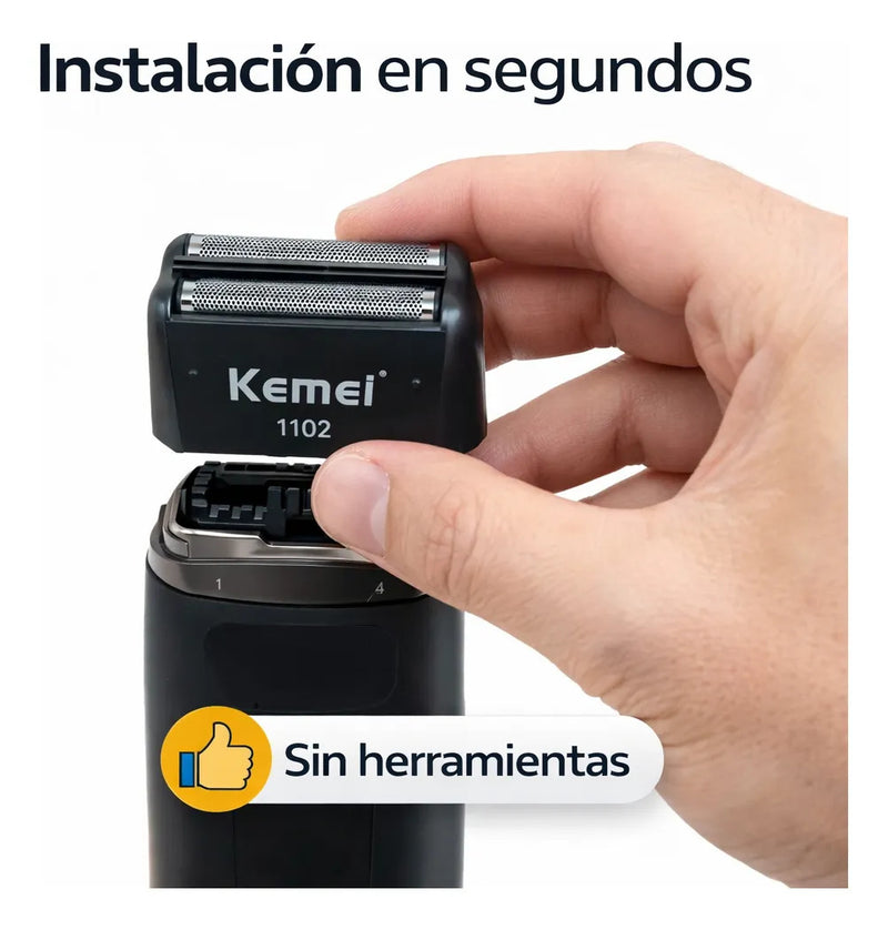 Cabezal Kemei Shaver 1102 Repuesto Cuchillas Corte Preciso Barbería
