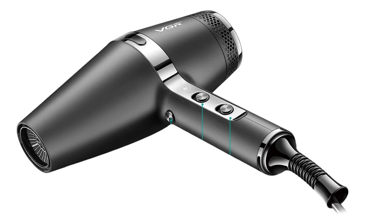 Secador de Pelo VGR V-451 Profesional 2200W Iónico con Difusor Negro