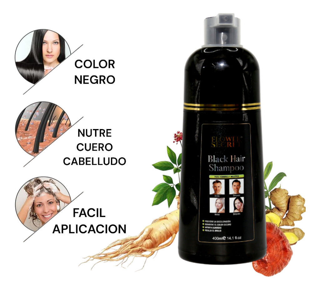Shampoo Matizador Negro 400ml - Pigmento Natural para Cabello y Barba