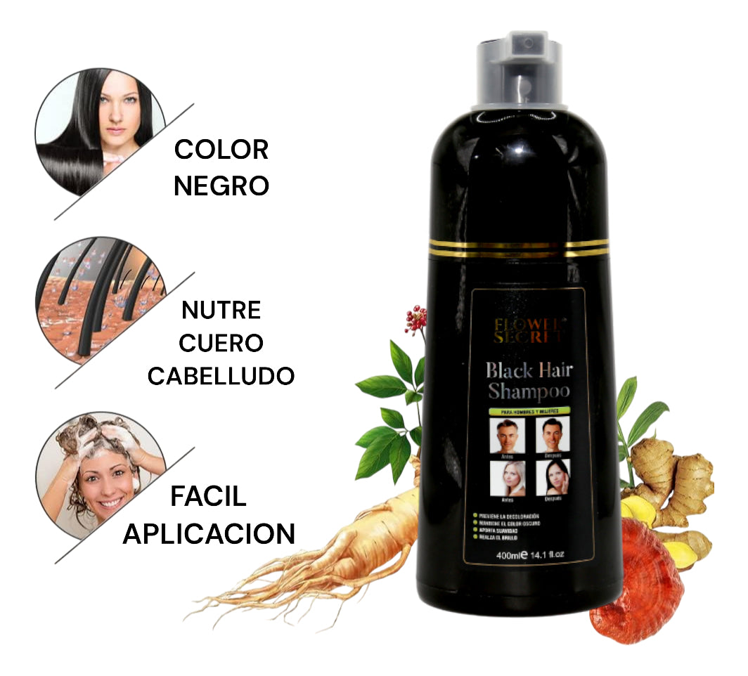 Shampoo Matizador Negro 400ml - Pigmento Natural para Cabello y Barba