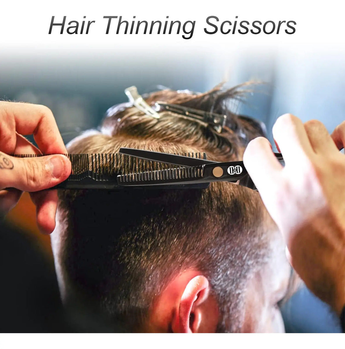 Kit Tijera Profesional Entresacadora + Filo Navaja Barberia