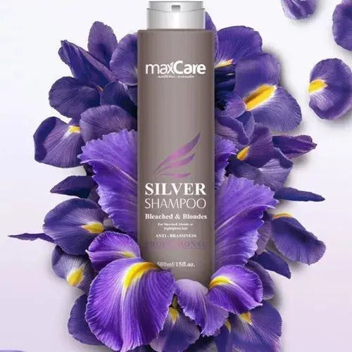 Shampoo Matizador Violeta Maxcare Silver 500ml - Sin Sulfatos para Rubios y Canas