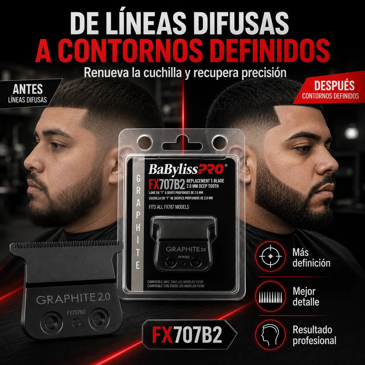 Cuchilla Babyliss Fx707b2 Para Líneas Precisas Graphite 2.0