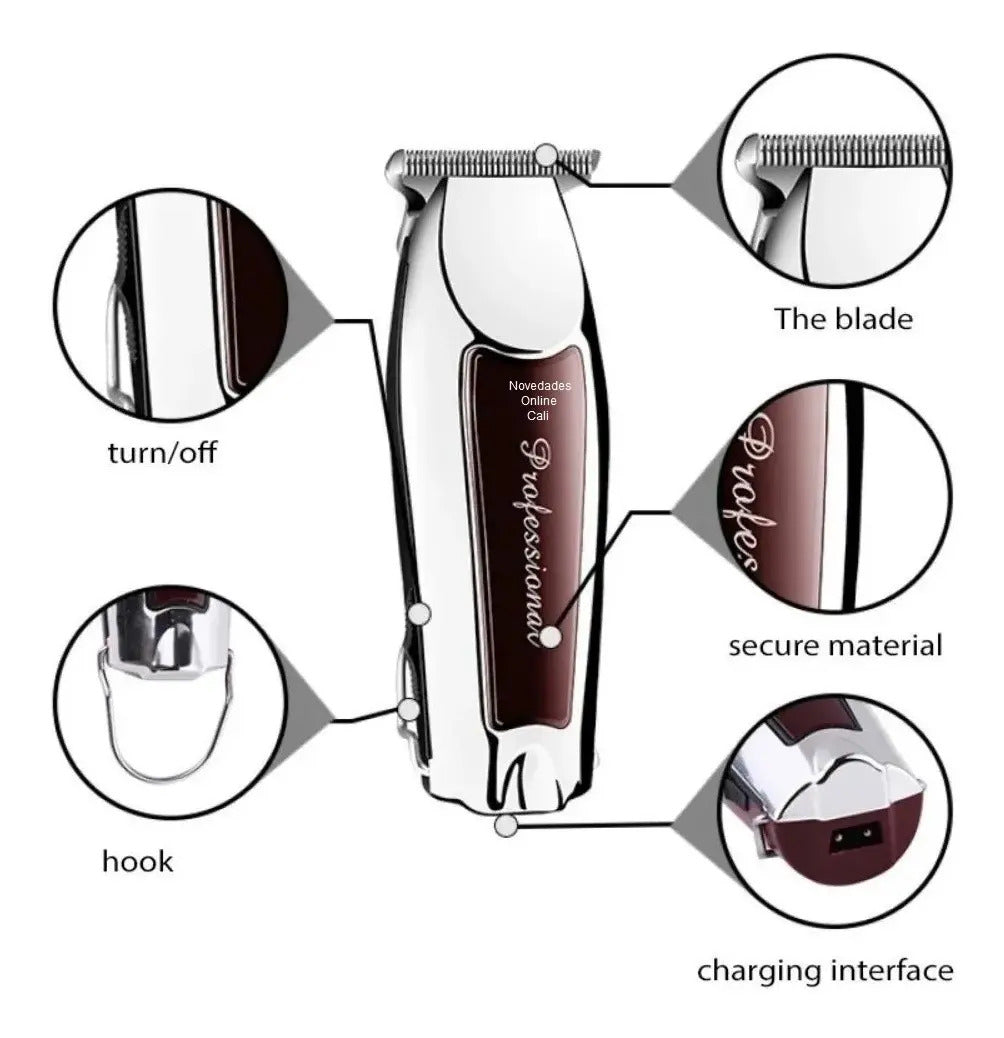 Trimmer Profesional Kemei KM-9163: Patillera Inalámbrica de Alta Precisión