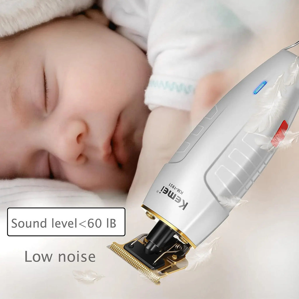 Trimmer Profesional Kemei KM-1931 Blanca: Patillera Inalámbrica de Precisión USB