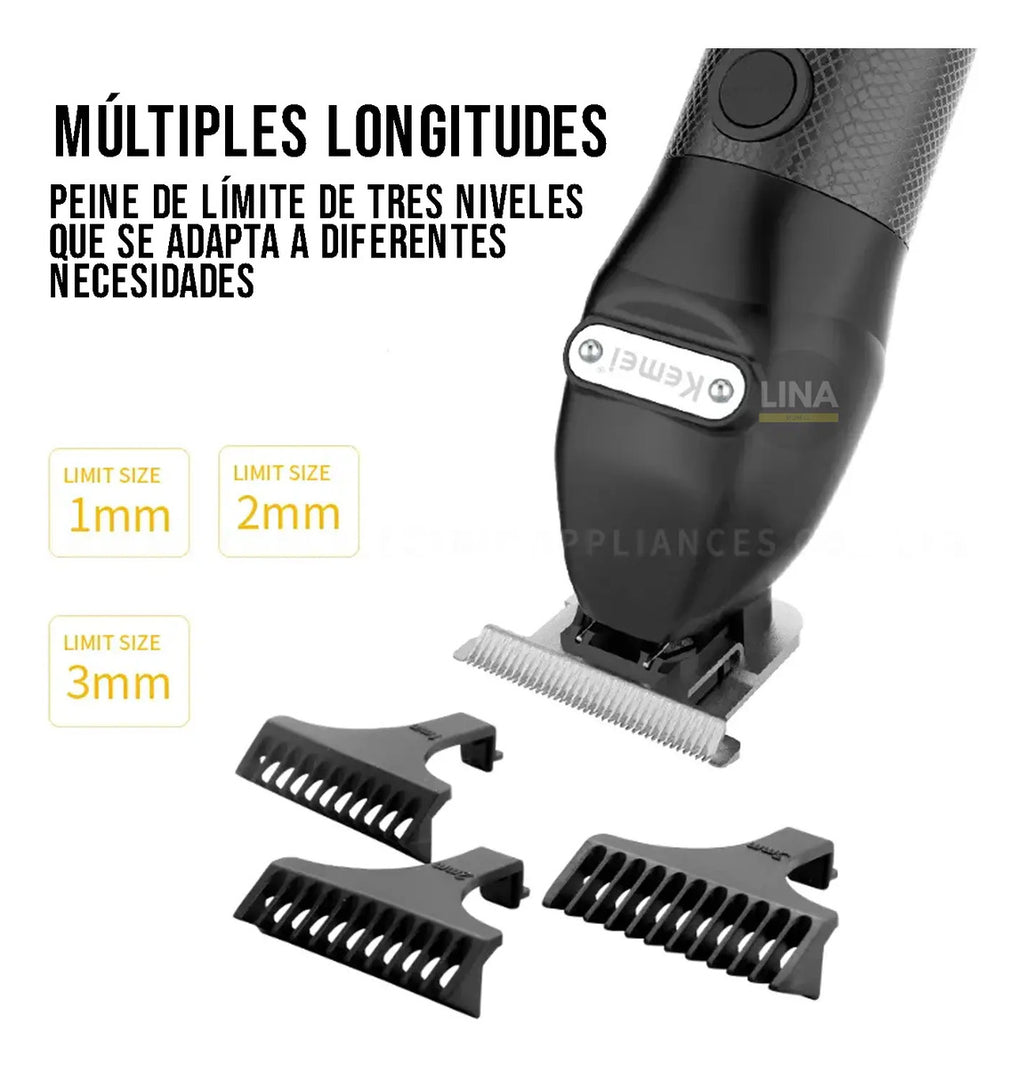 Trimmer Profesional Kemei KM-1753: Máquina Terminadora con Base de Carga