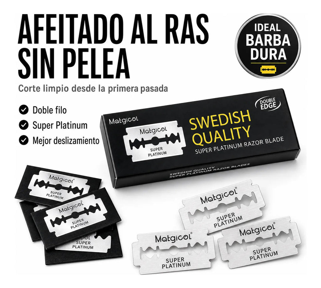 Cuchillas Afeitar Doble Filo Corte Limpio Acero Inoxidable
