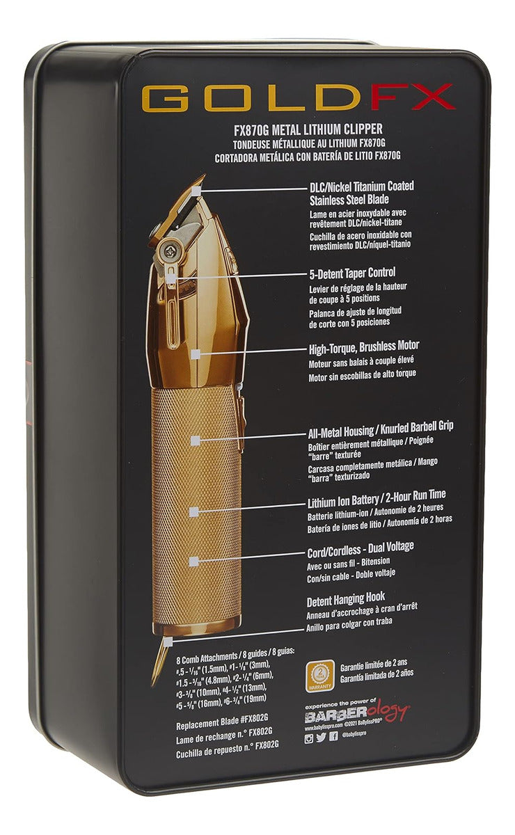 Máquina BabylissPRO Gold FX B870G Clipper Profesional Dorada
