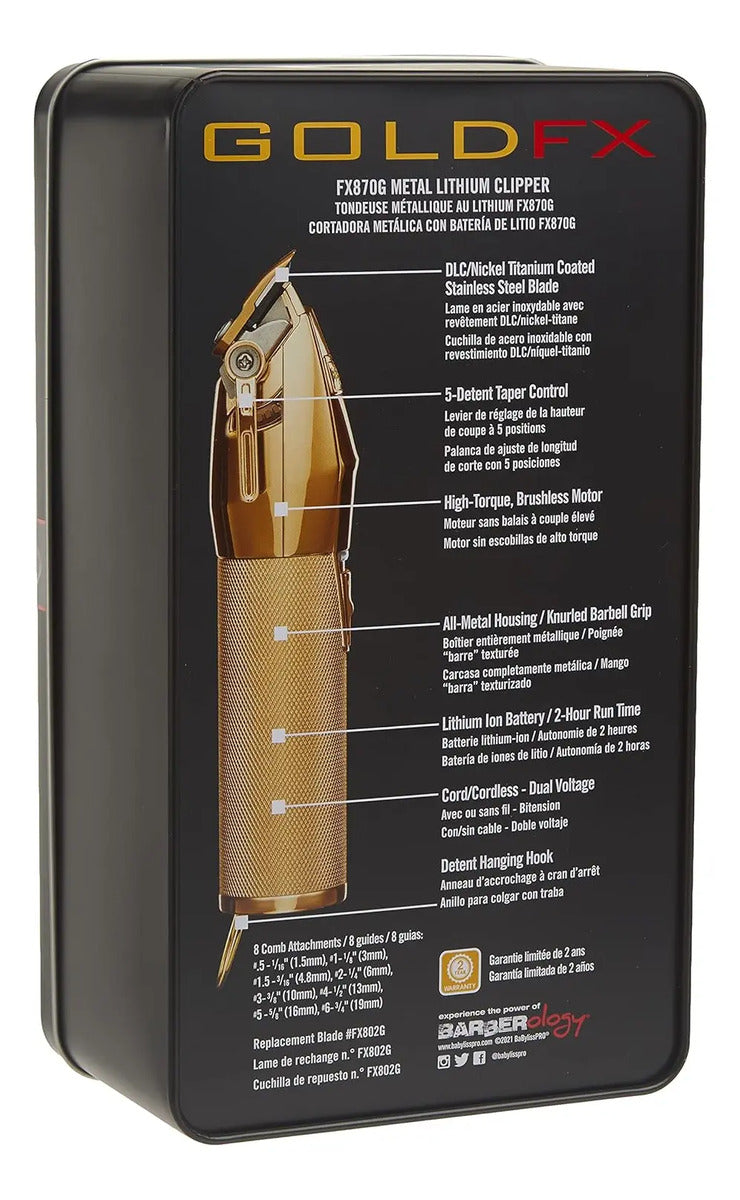 Maquina Cortadora De Pelo Babylisspro Gold Fx B870g Dorada