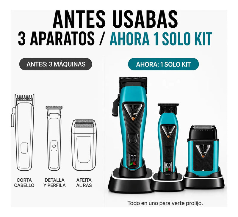 Máquina Cortar Pelo Vgr Kit 3 En 1 Corte Detalle Afeitado