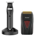 Pack Barbería Profesional Kemei: Trimmer KM-1753 + Máquina Rasuradora KM-3381