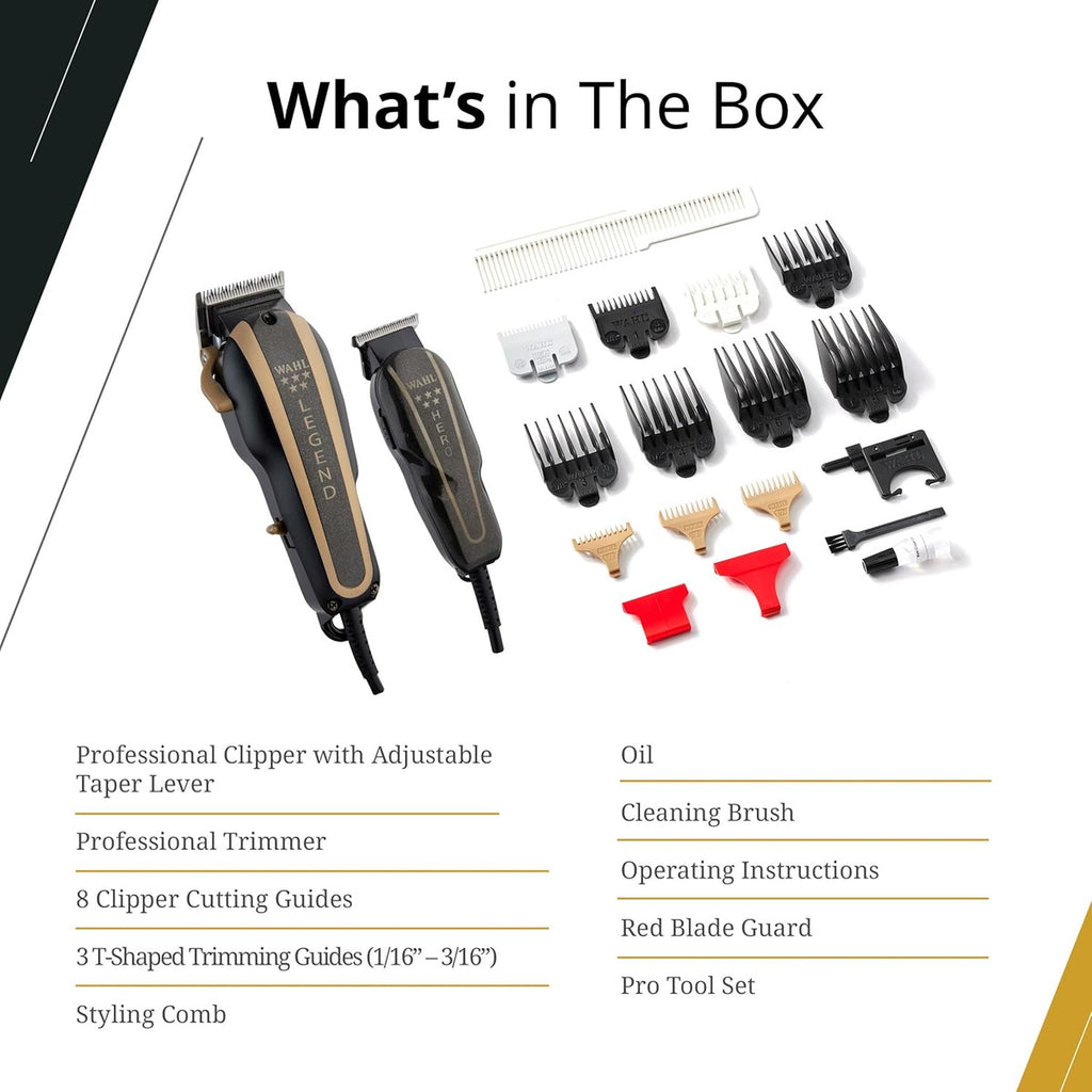 Set Wahl Legend Clipper + Hero Trimmer Profesional Barbería
