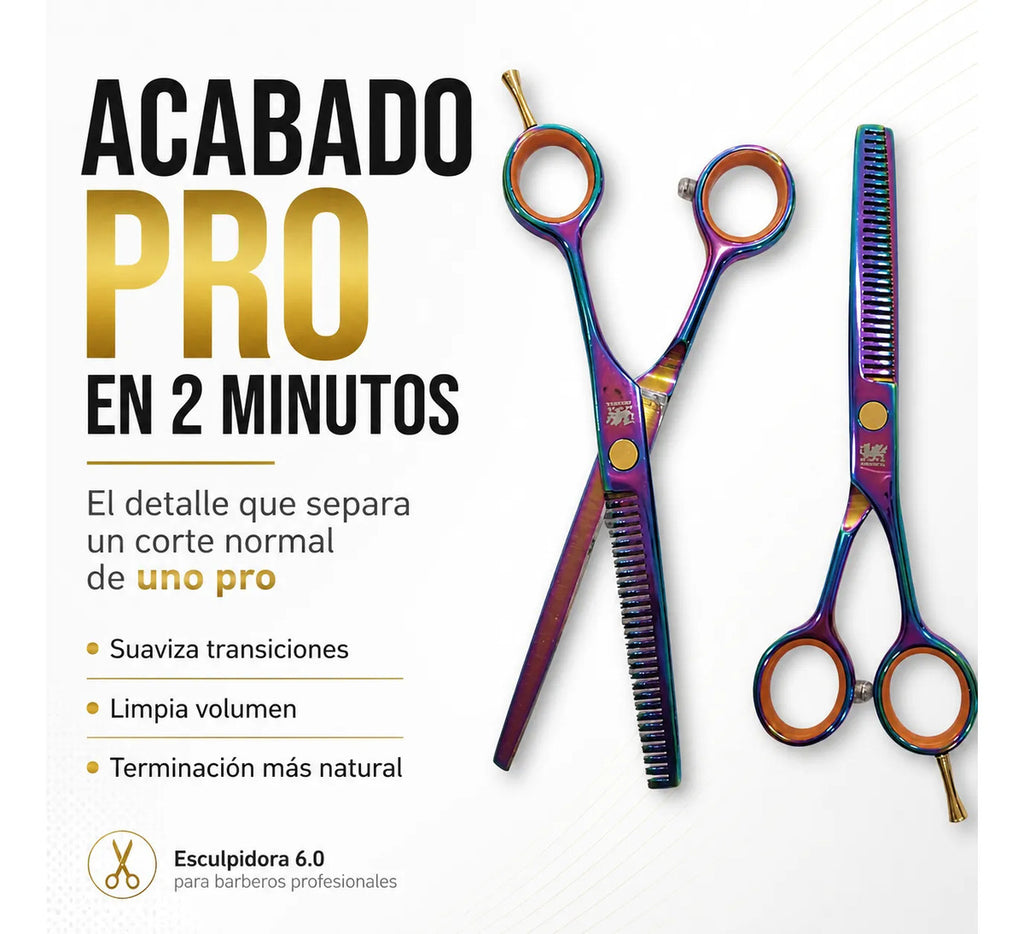 Tijera Esculpidora Tornasol Para Barbería Acabado Pro 6.0
