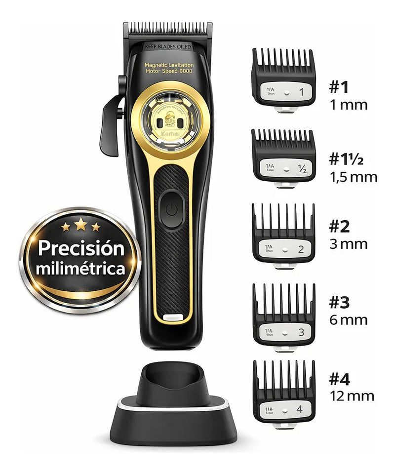 Máquina De Cortar Pelo Inalambrica Kemei 2373 Barbería Negro