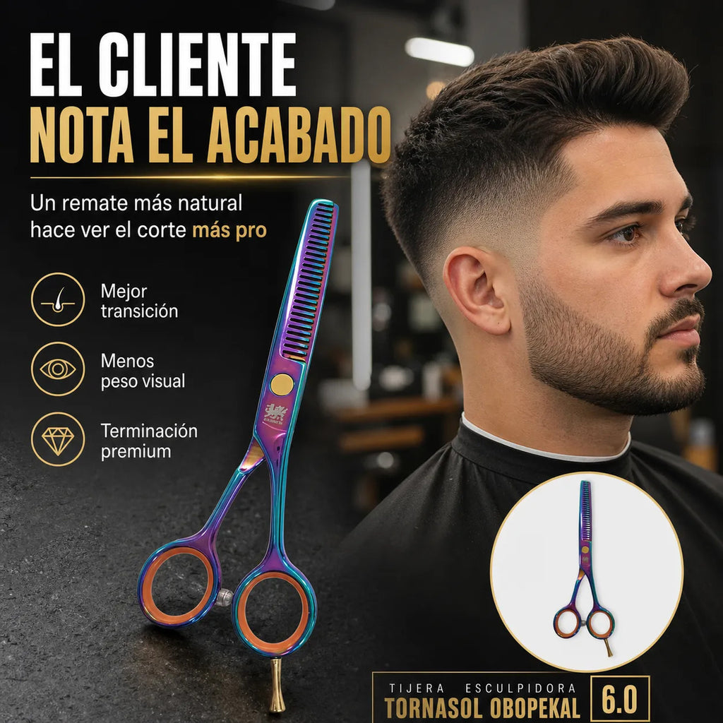 Tijera Esculpidora Tornasol Para Barbería Acabado Pro 6.0