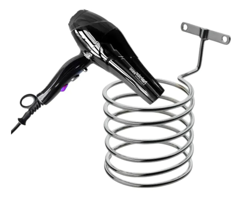 Soporte de Pared Metálico para Secador de Pelo Profesional - Diseño Espiral
