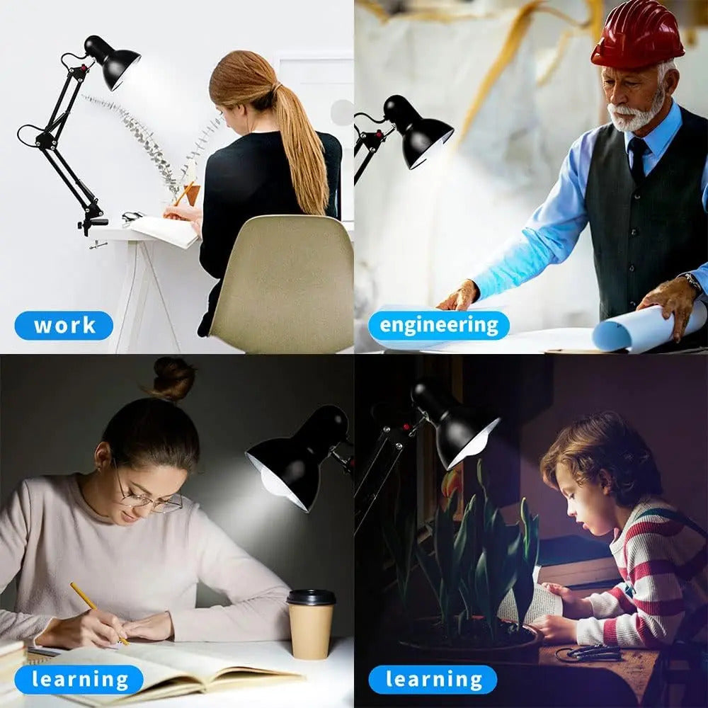 Lámpara de Escritorio Profesional con Brazo Flexible y Altura Extra de 84cm