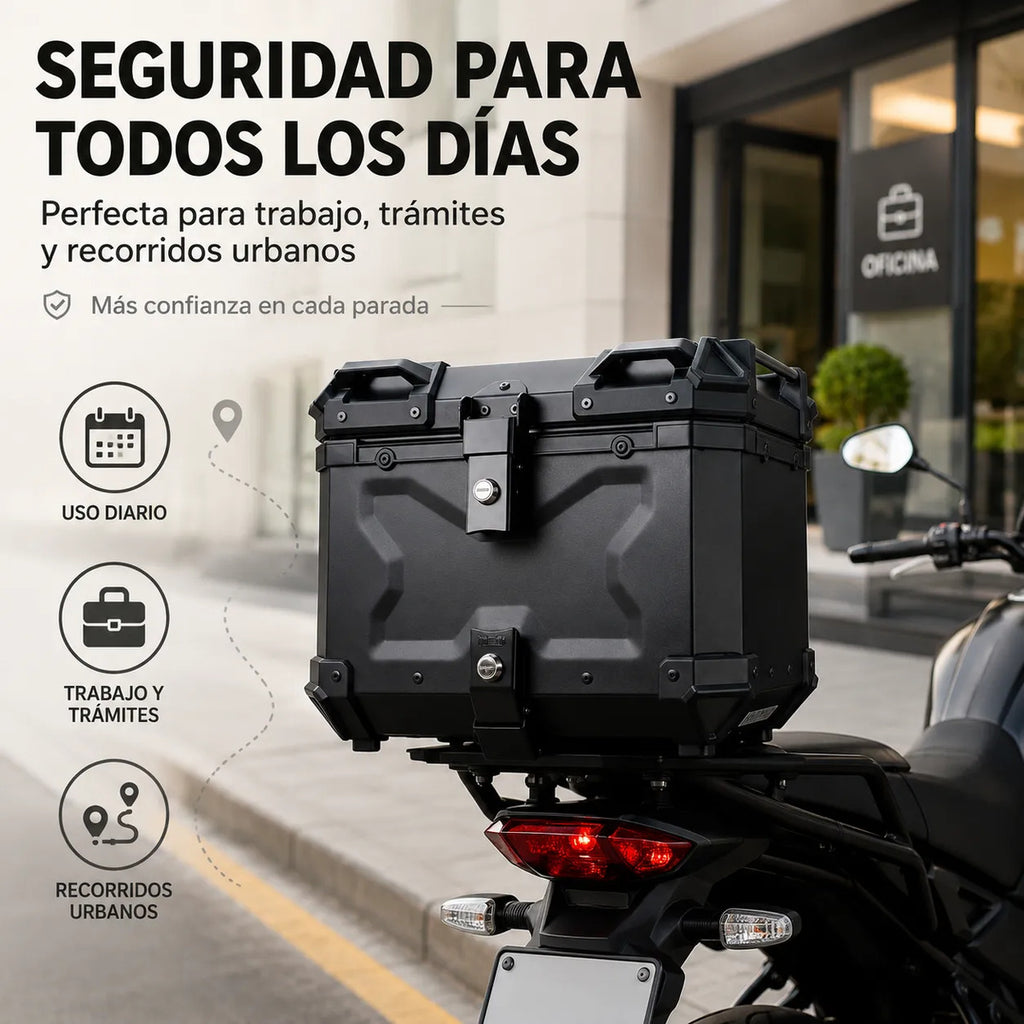Maleta Moto 45l Antirrobo Con Llave Top Case Negro