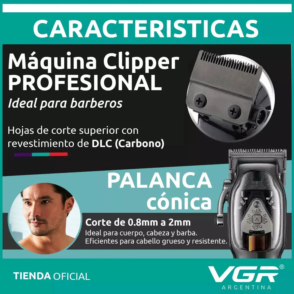 Máquina VGR V-653 Cortadora de Pelo Profesional Recargable 9000 RPM