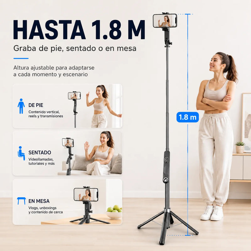 Tripode Inteligente Celular C12 Reels Facial 360 - 1,8m