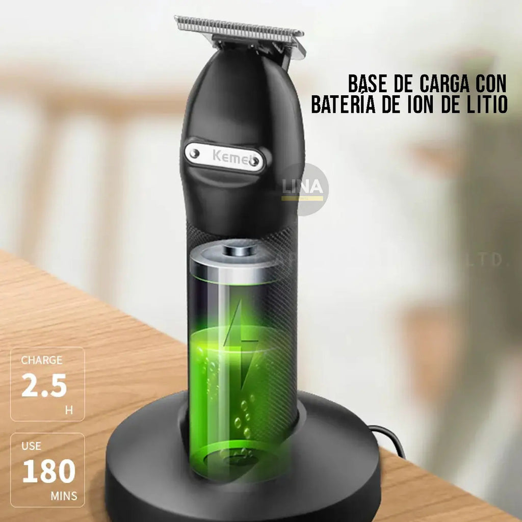 Trimmer Profesional Kemei KM-1753: Máquina Terminadora con Base de Carga
