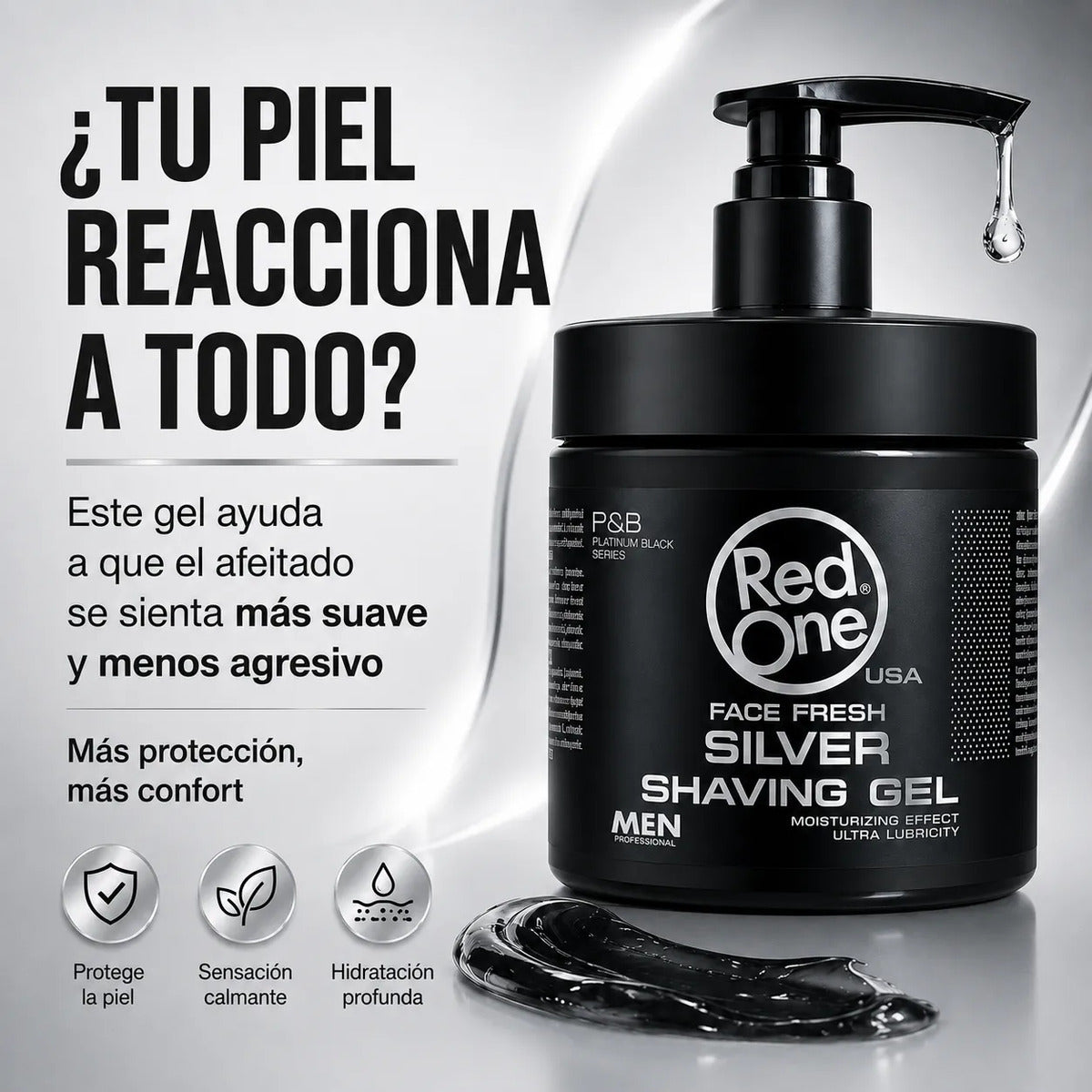 Gel Afeitar Red One Silver Hidratante  Piel Sensible 100ml