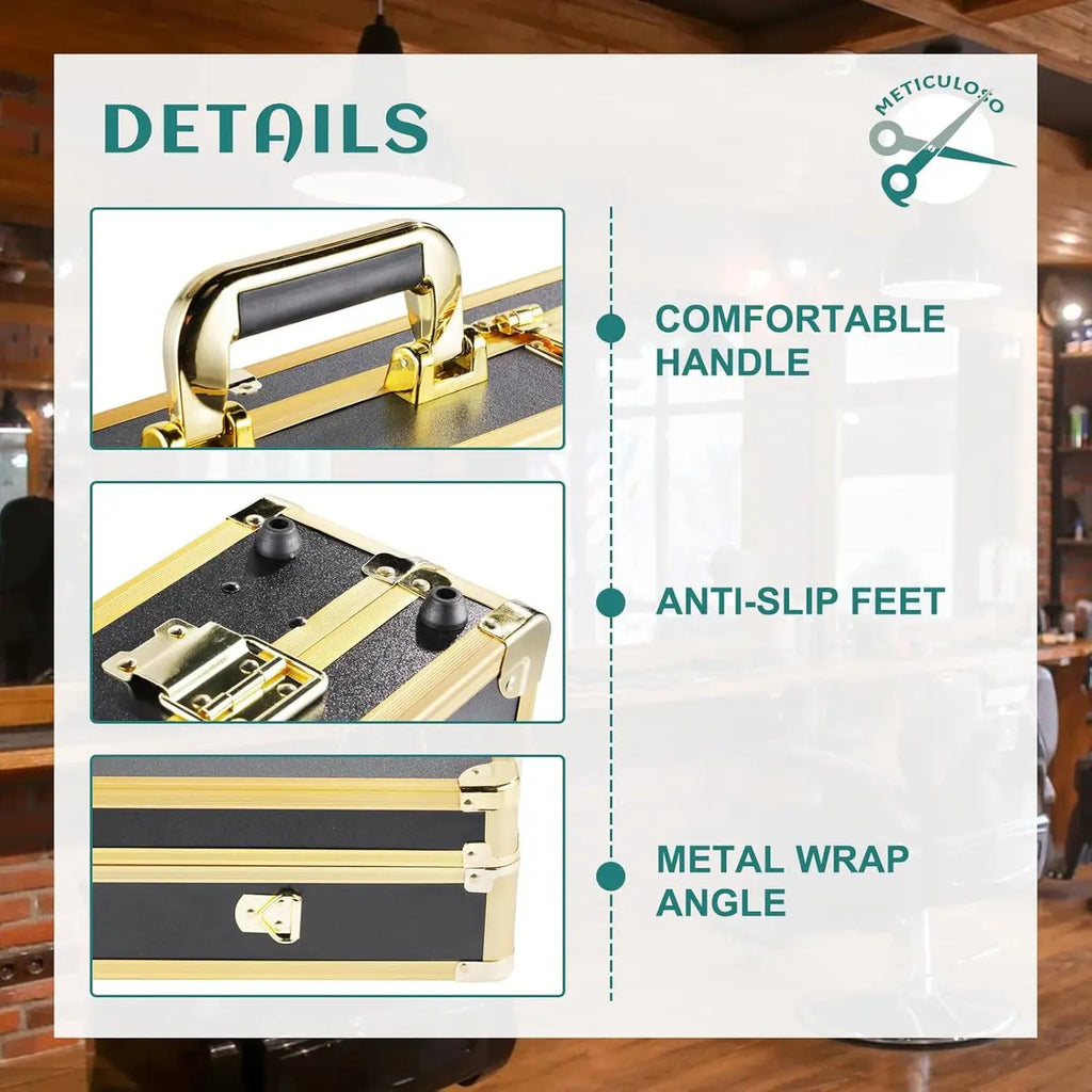 Maletín Barbería Profesional Porta Máquinas Tijeras Negro Premium