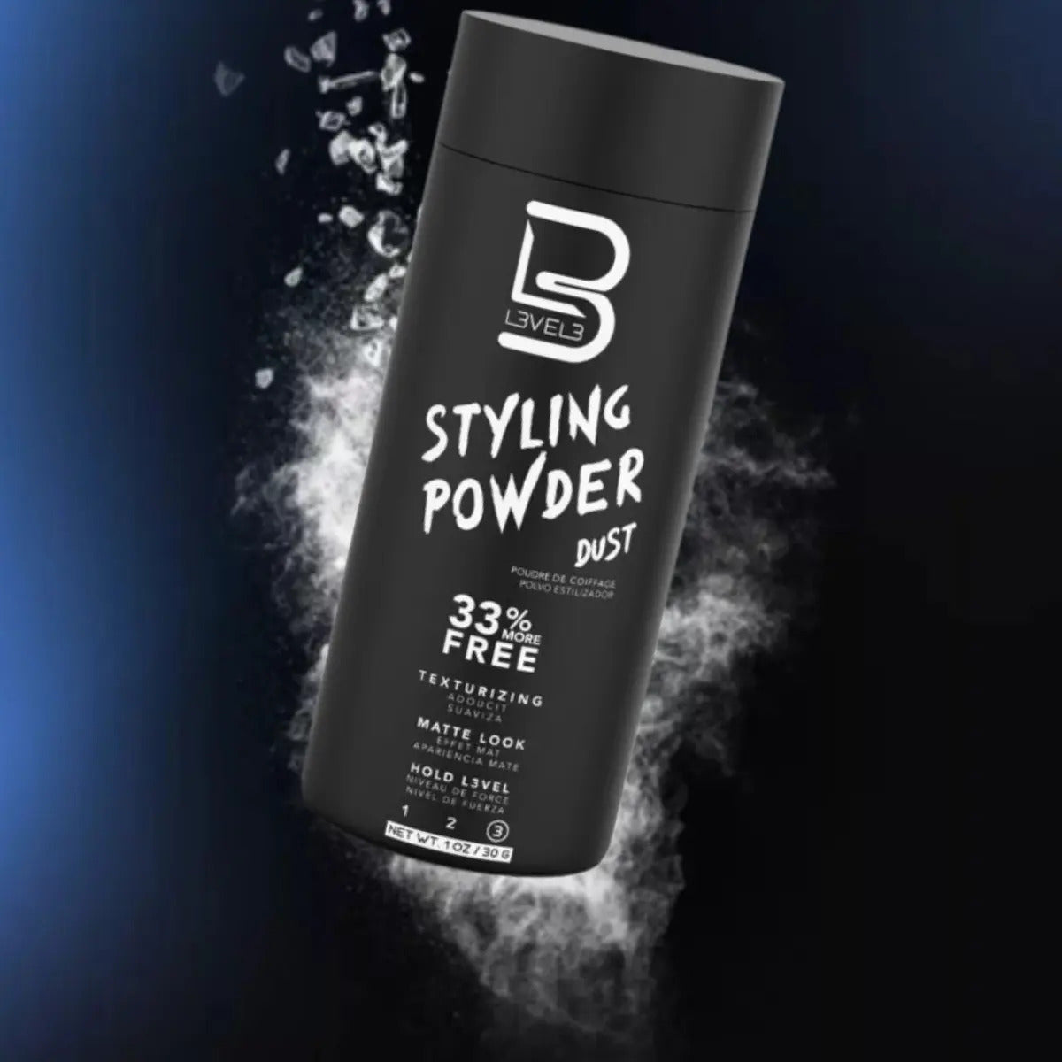 Polvo Texturizador Level 3 Negro - Fijación Fuerte y Volumen Extremo 30g