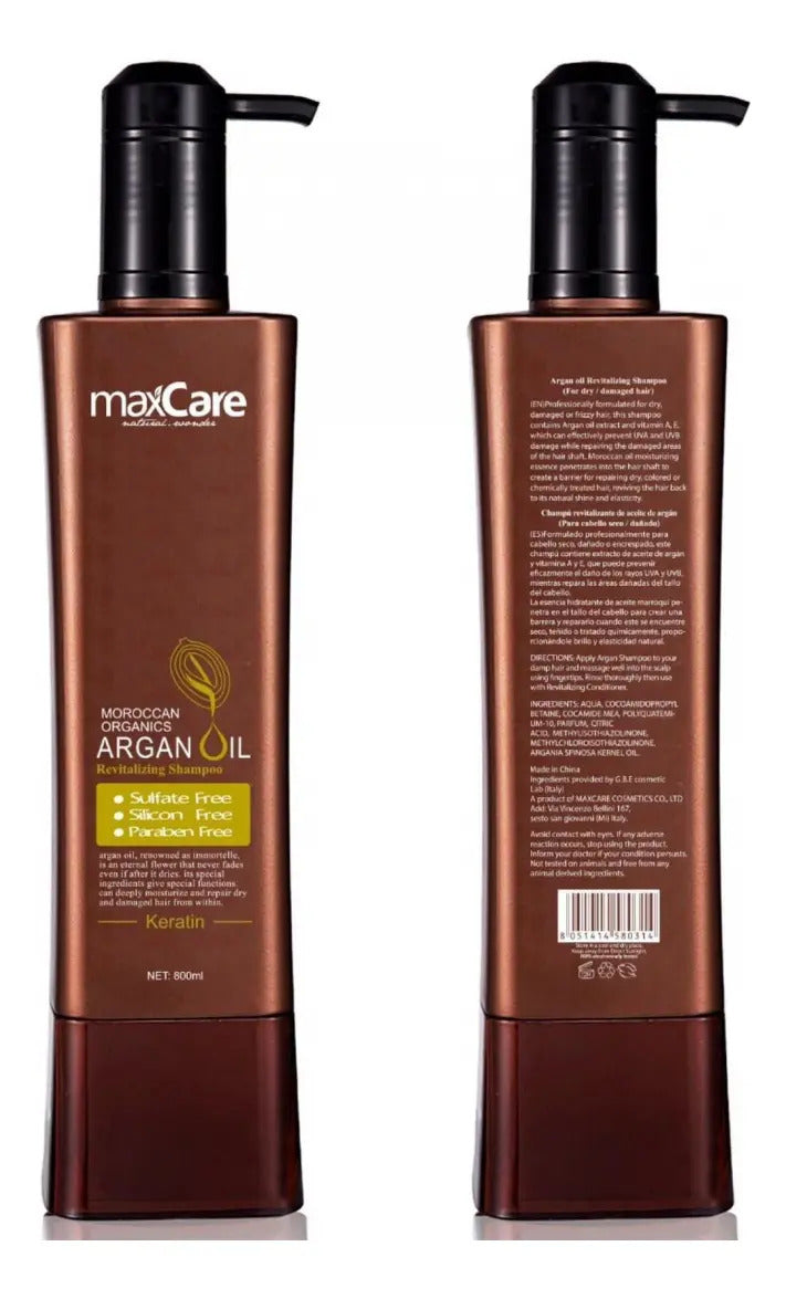 Pack MaxCare Argan Oil 800ml - Shampoo y Acondicionador Reparación Profunda