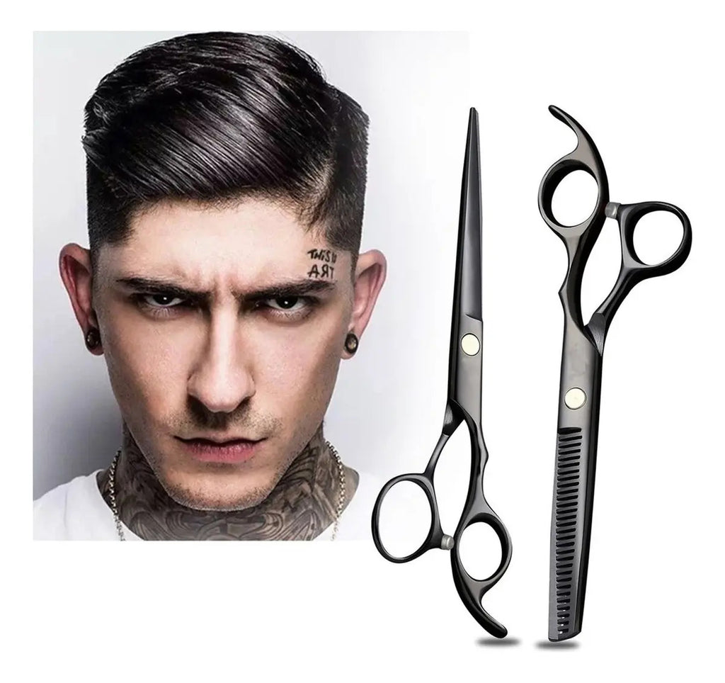 Kit Tijera Profesional Entresacadora + Filo Navaja Barberia
