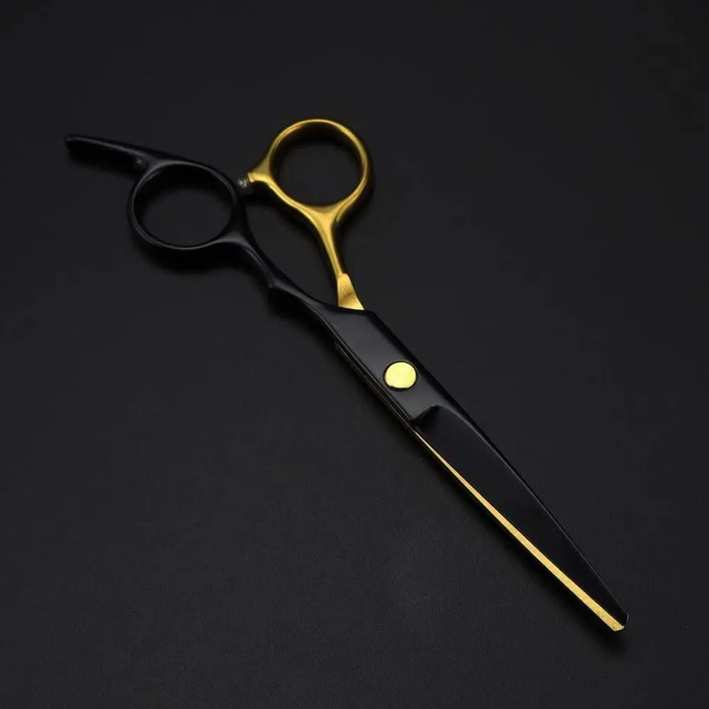 Kit de Tijeras Profesionales de Corte y Entresacado - Filo Navaja Negro y Dorado