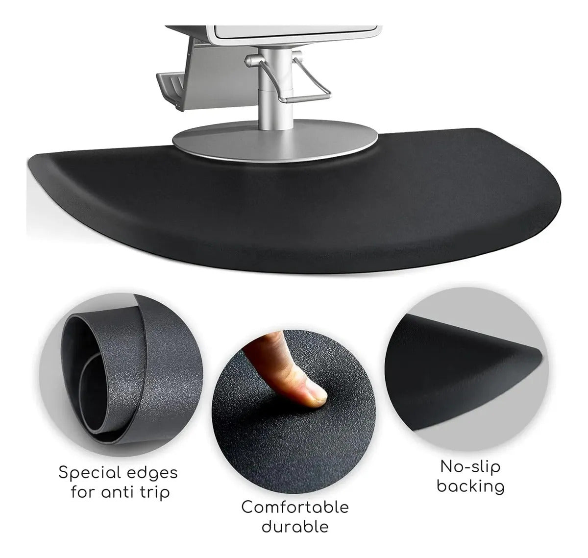 Alfombra Antifatiga Barbería Ergonómica Antideslizante Negro Negro Impermeable