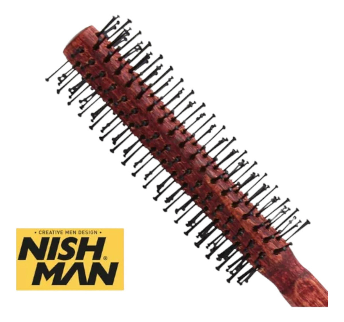Cepillo Redondo de Madera Nishman Hair Brush 29 - Profesional para Secado y Modelado