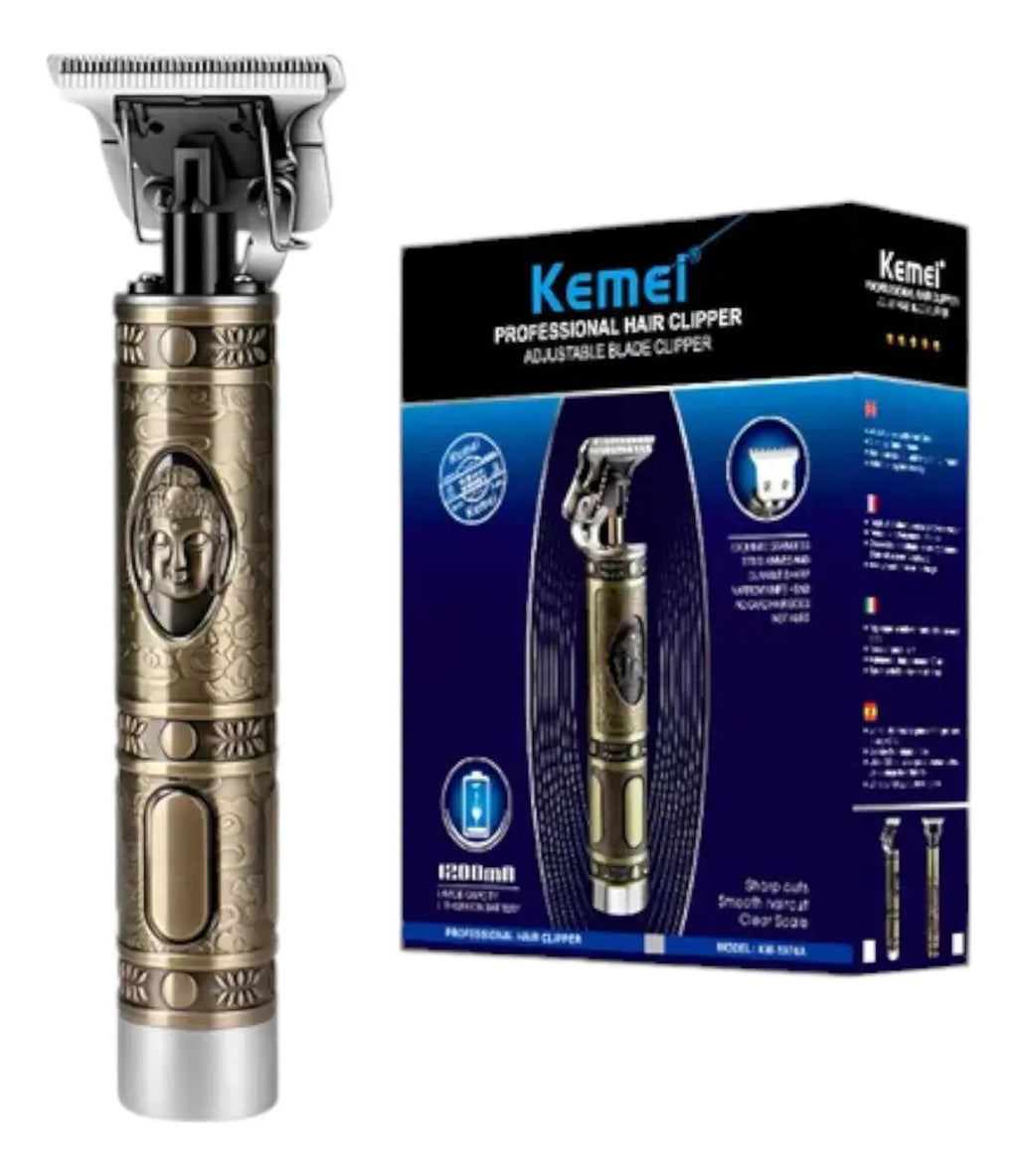 Kit de Barbería Profesional Kemei: Clipper 1986 + Trimmer Buddha 1974a + Shaver 2026