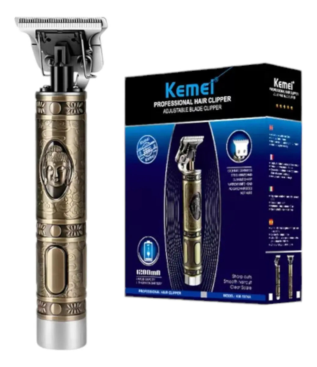 Kit de Barbería Profesional Kemei: Clipper 1986 + Trimmer Buddha 1974a + Shaver 2026